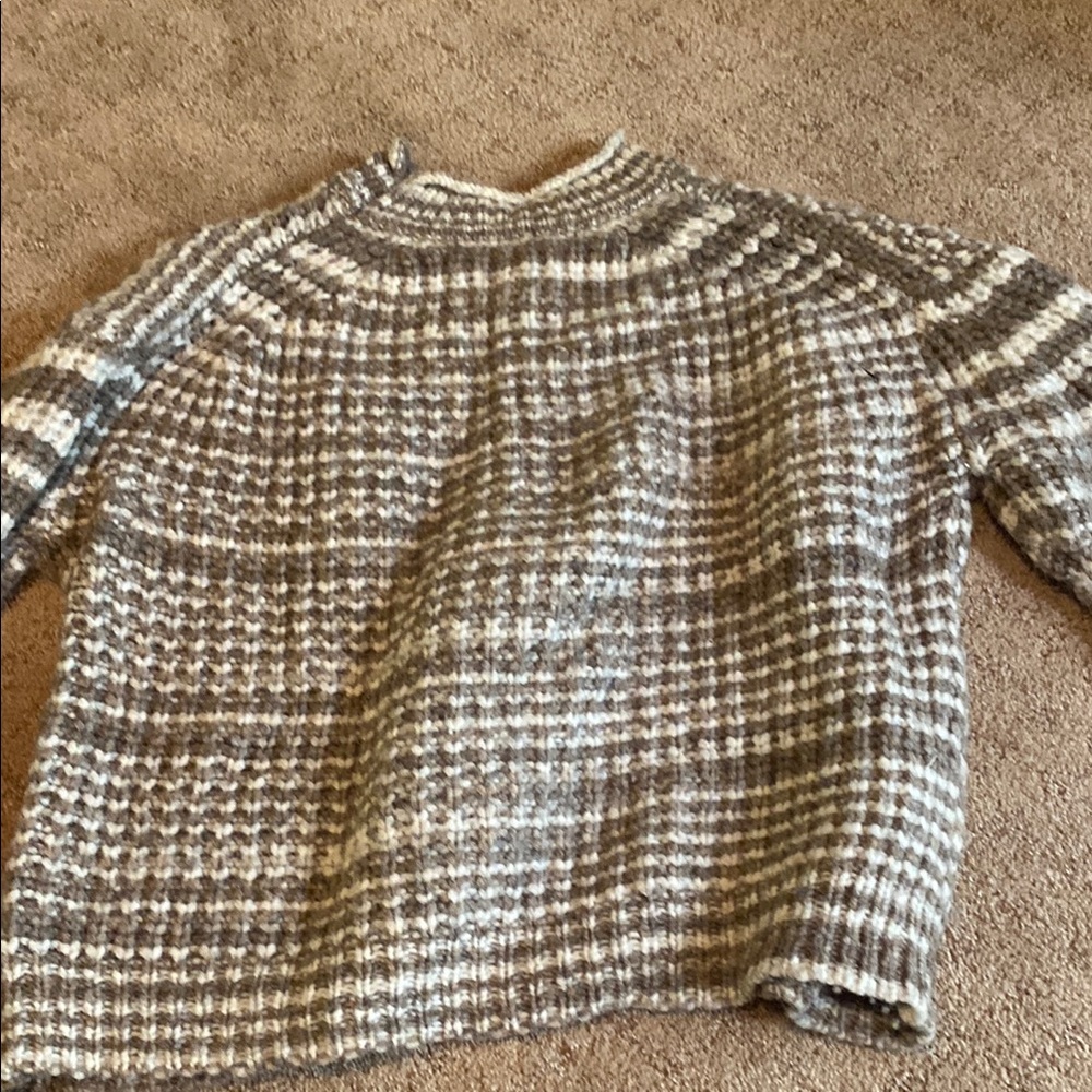 Brown and Cream Striped Knit Sweater